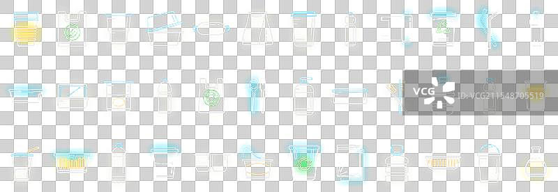 生物可降解塑料图标集霓虹灯风格图片素材