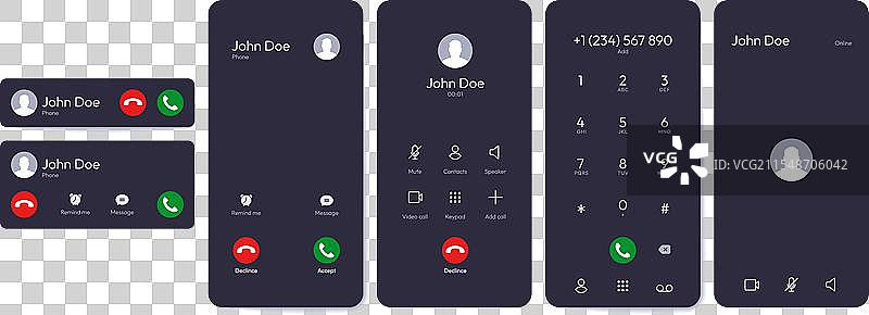 智能手机来电界面元素叠加图像图片素材