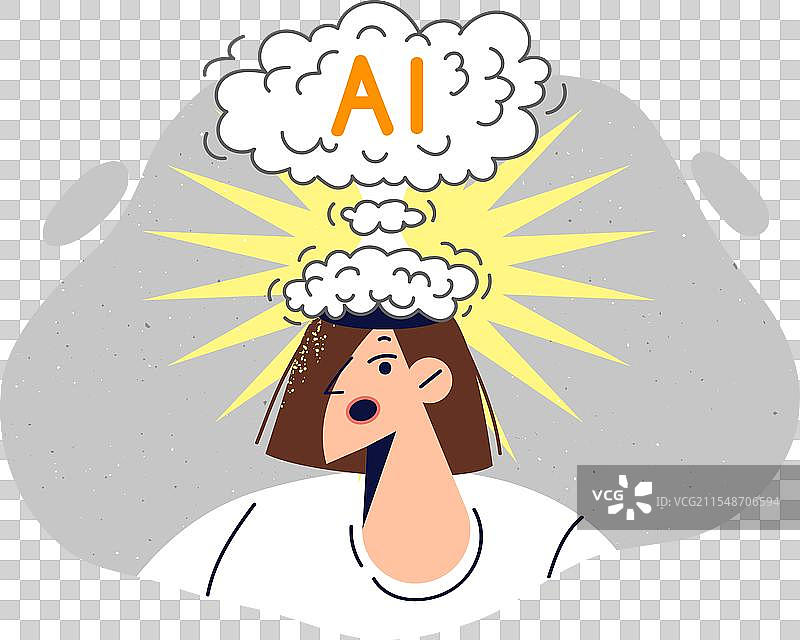 对人工智能技术及其能力感到震惊的女性图片素材
