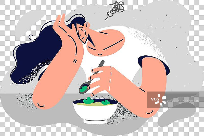 感到沮丧的女性因食欲不振而痛苦图片素材