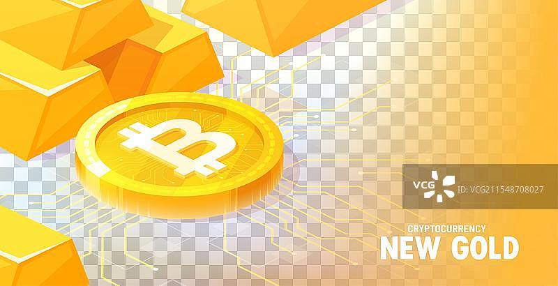 比特币新黄金等距概念艺术图片素材