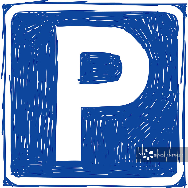 手绘的停车路标方形路标图片素材