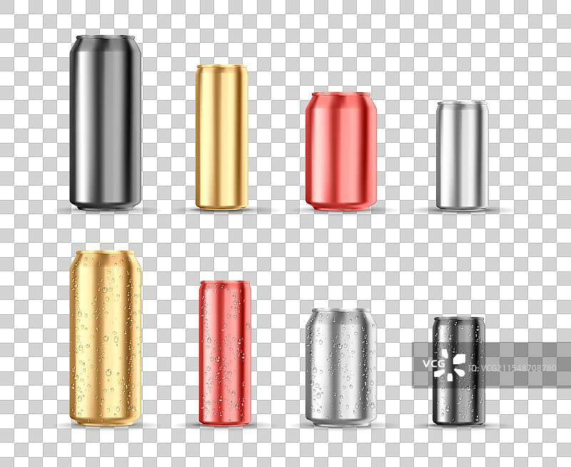 逼真的铝制饮料罐图片素材