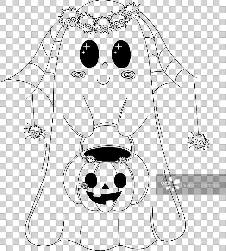 可爱的鬼魂涂鸦风格图片素材