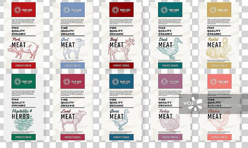 有机肉类、家禽和蔬菜包装图片素材