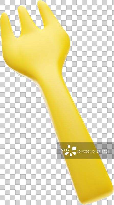 黄色婴儿叉 3D 图标 塑料餐具图片素材