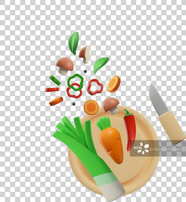 切好的蔬菜放在砧板上图片素材