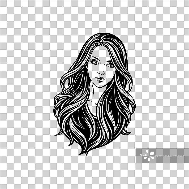 一位长发女性的剪影，身穿白色衣服图片素材