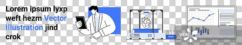 医疗创新医生与平板电脑和3D心脏模型图片素材