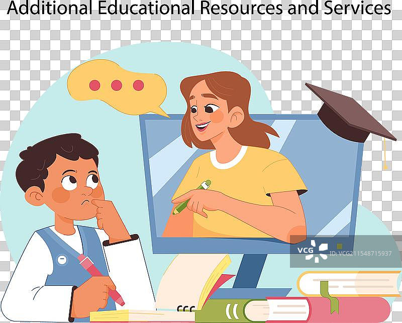 在线辅导概念平面图图片素材