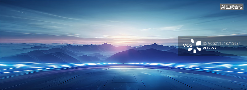 【AI数字艺术】地平线风景科技高速道路背景图片素材