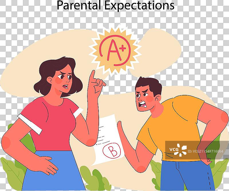 父母压力概念扁平图示图片素材