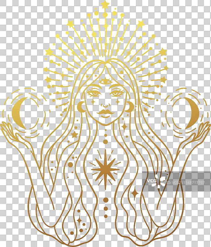 美丽的仙女与占星术和天文学图片素材