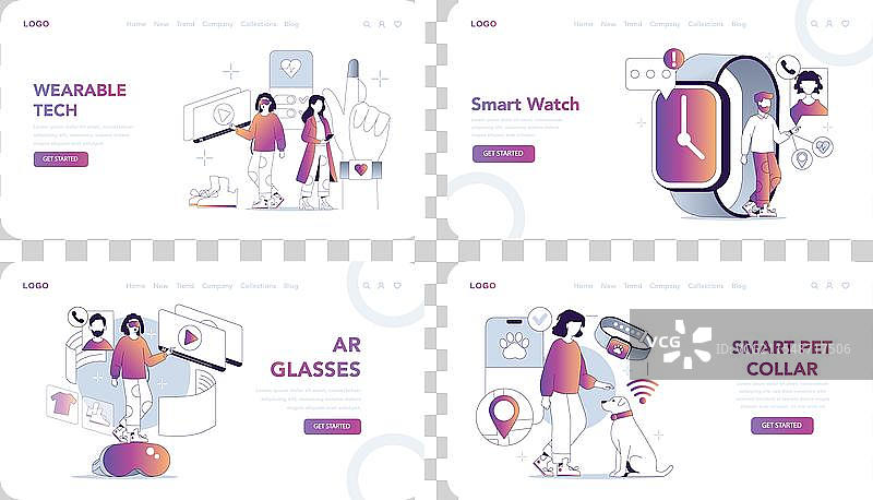 可穿戴技术概念平面图图片素材