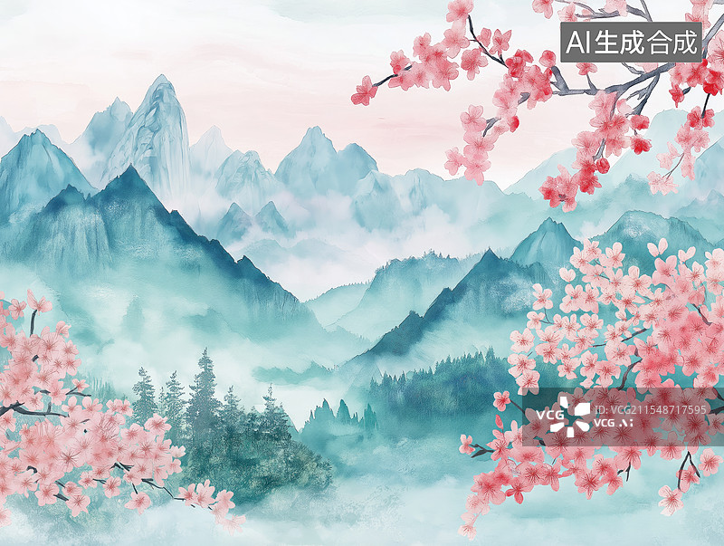 【AI数字艺术】自然山水中国风画图片素材