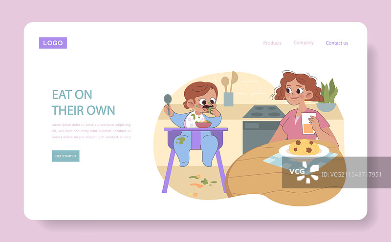 自我喂食的幼儿概念图片素材