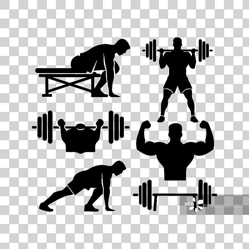 一组专注于力量的图标图片素材