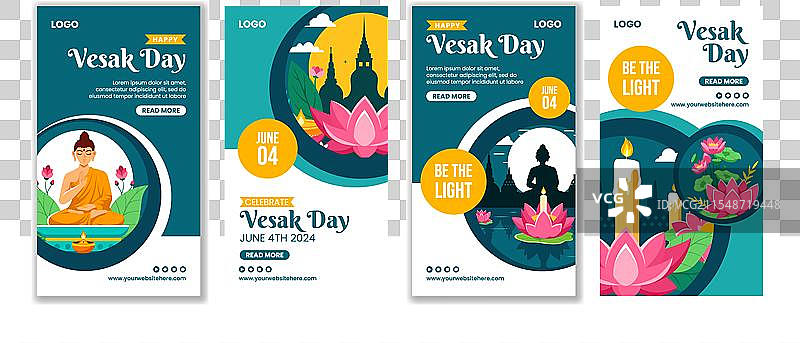 卫塞节社交媒体故事扁平卡通手绘图片素材