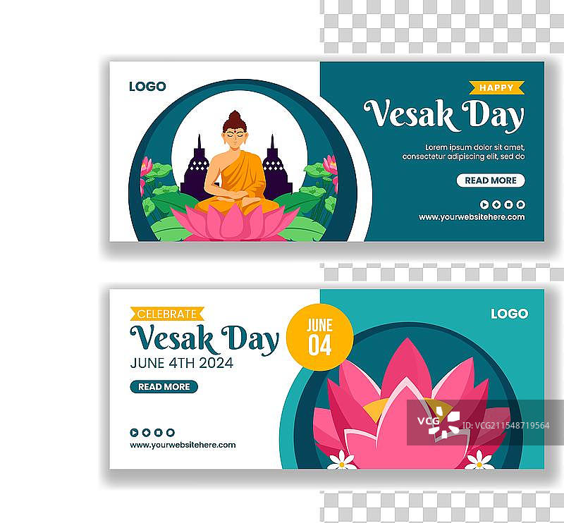 卫塞节横幅平面卡通手绘图片素材