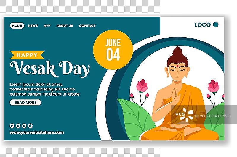 卫塞节社交媒体着陆页卡通手绘图图片素材