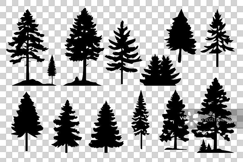 松树剪影集合图片素材