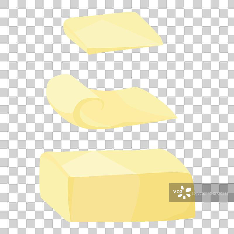 白色背景上孤立的黄色奶油黄油块图片素材