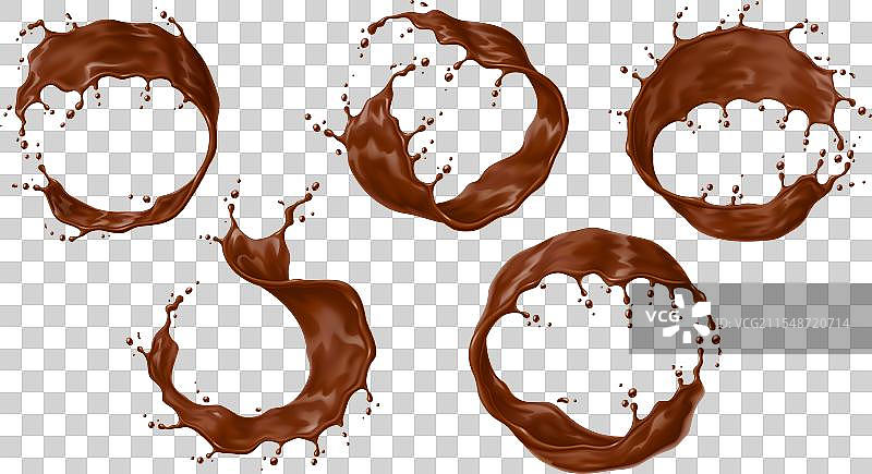 逼真的巧克力酸奶奶油巧克力牛奶漩涡图片素材