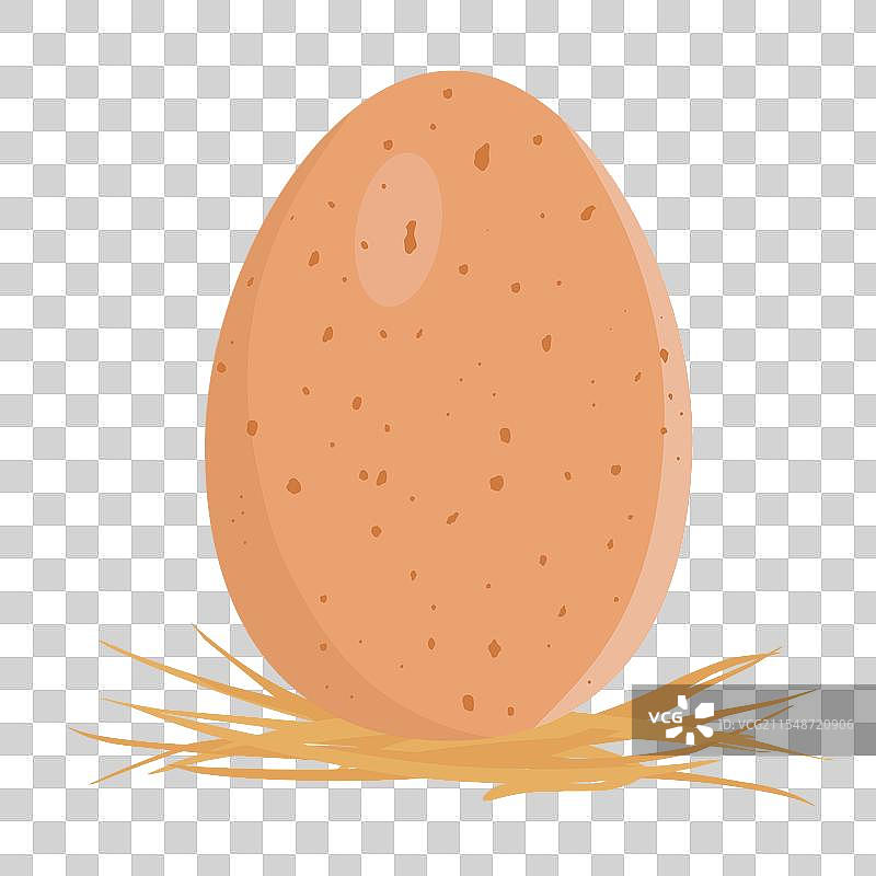 新鲜的鸡蛋在稻草上，背景为白色图片素材