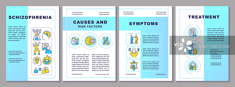 精神分裂症蓝色宣传册模板图片素材