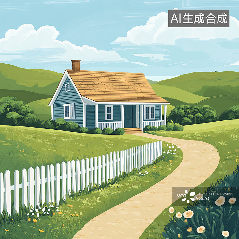 【AI数字艺术】乡村田园小屋图片素材
