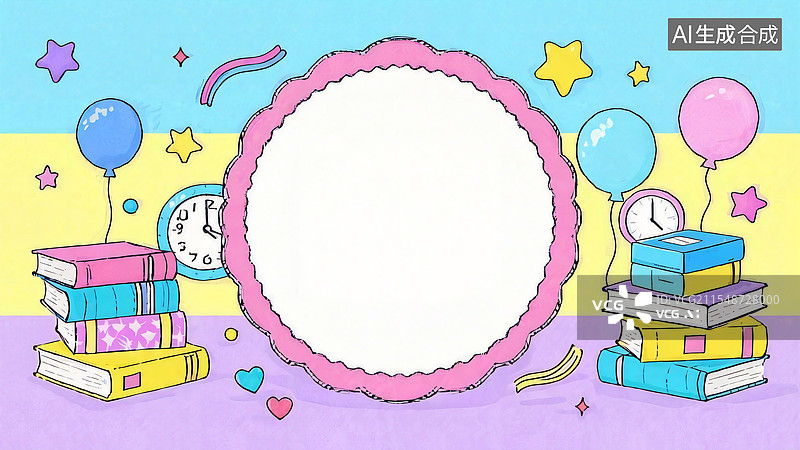 【AI数字艺术】装饰边框背景，儿童节，开学季，两侧图片素材