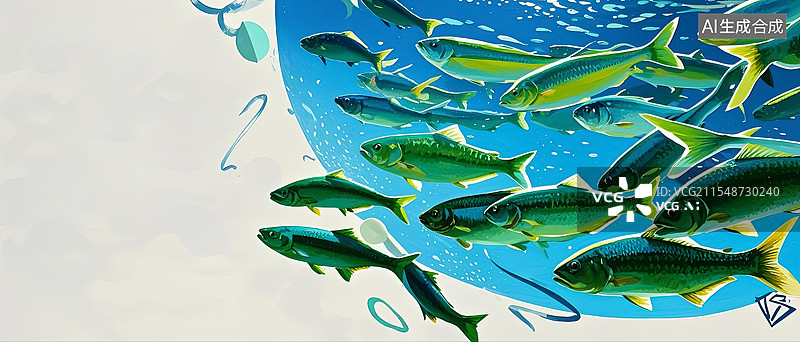 【AI数字艺术】渔业养殖业海报设计插画图片素材
