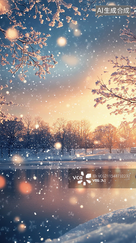【AI数字艺术】下雪的冬季森林图片素材