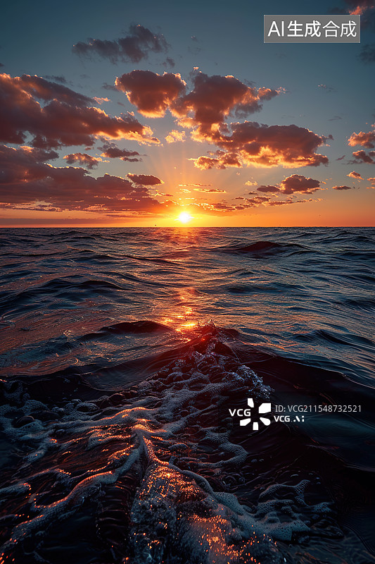 【AI数字艺术】黄昏的海面图片素材