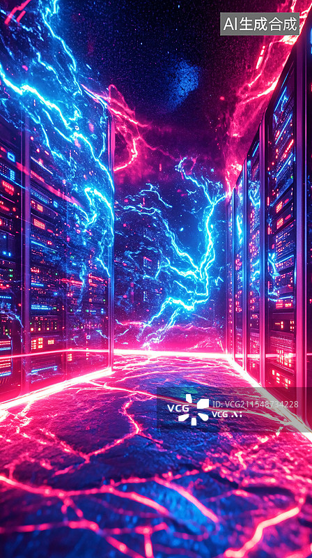 【AI数字艺术】赛博朋克风格数字通道图片素材