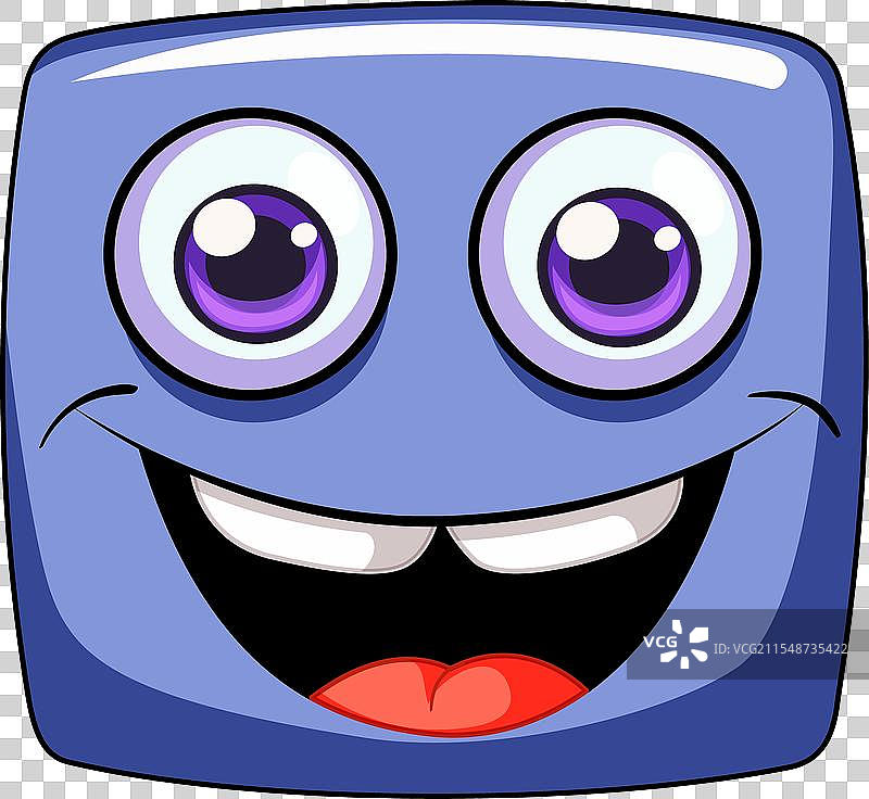 一个开心的方形角色，拥有大眼睛，面带微笑图片素材