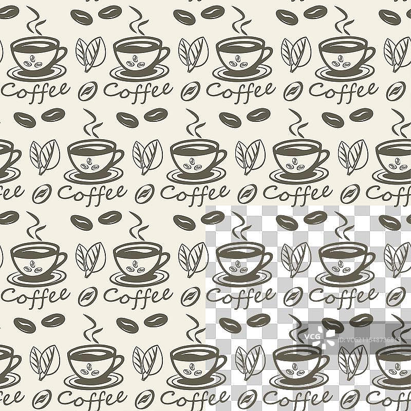 咖啡饮品无缝图案单色绘图图片素材