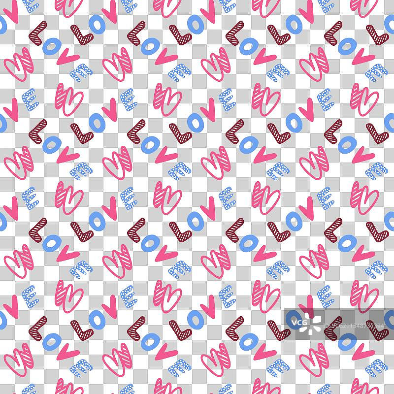 手绘“爱”字的无缝图案图片素材
