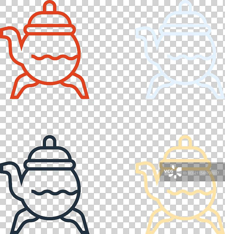 波普艺术风格的经典茶壶图标，孤立在背景上图片素材