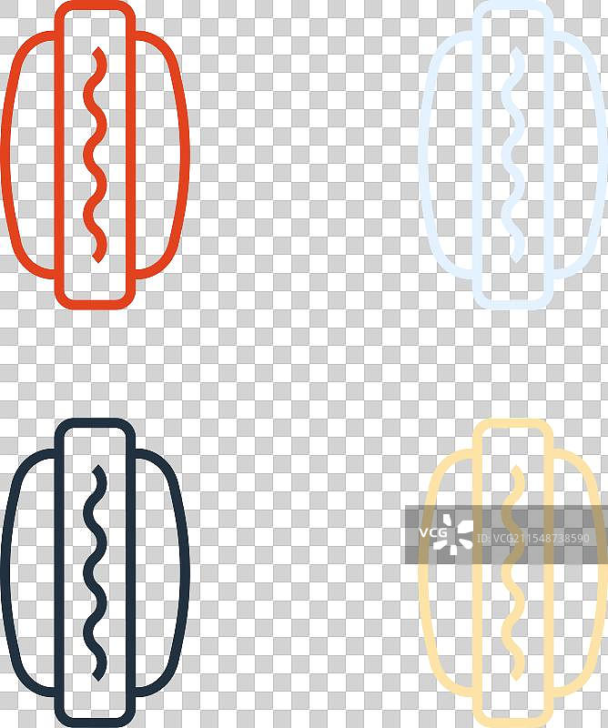 波普艺术风格的热狗三明治图标，孤立展示图片素材