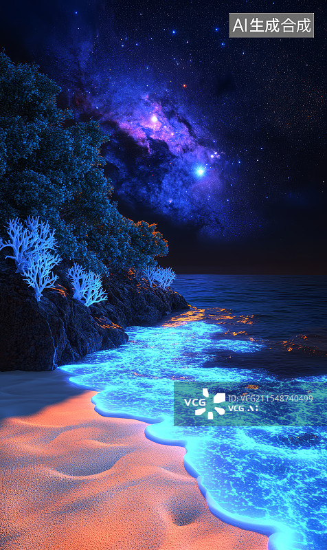 【AI数字艺术】蓝色的沙滩图片素材
