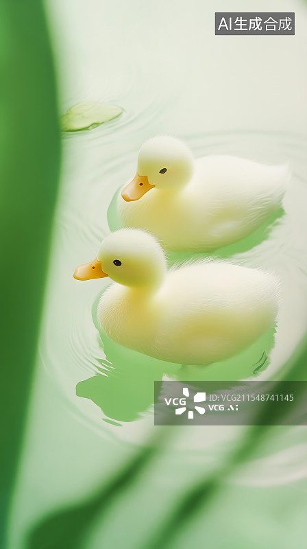 【AI数字艺术】水面上两只小鸭子图片素材