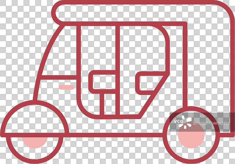 人力车线条填充图标图片素材