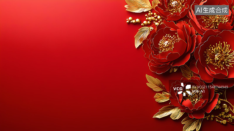【AI数字艺术】红色花朵插画图片素材