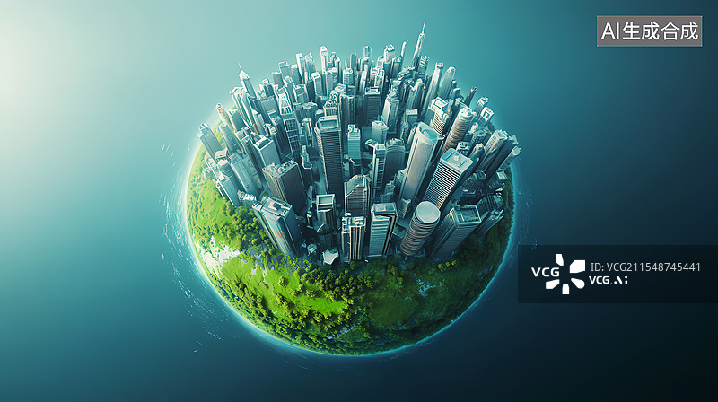 【AI数字艺术】微缩城市星球图片素材
