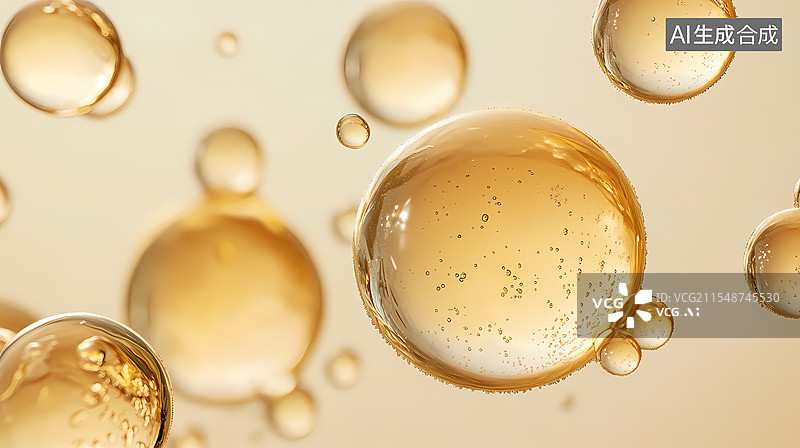 【AI数字艺术】金色水滴精华图片素材