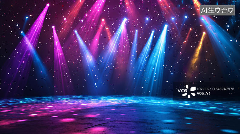 【AI数字艺术】炫彩灯光舞台图片素材