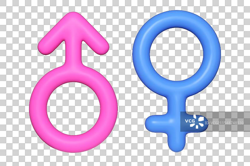 3D性别符号的和谐共生图片素材