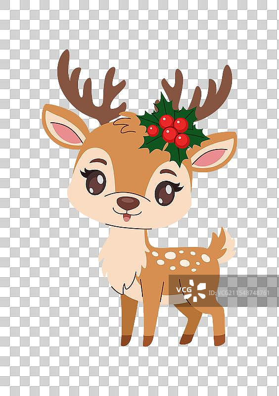 可爱的圣诞鹿，卡通风格，童趣十足图片素材