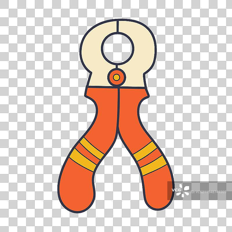 带有黄色手柄的电线剥皮钳卡通图像图片素材